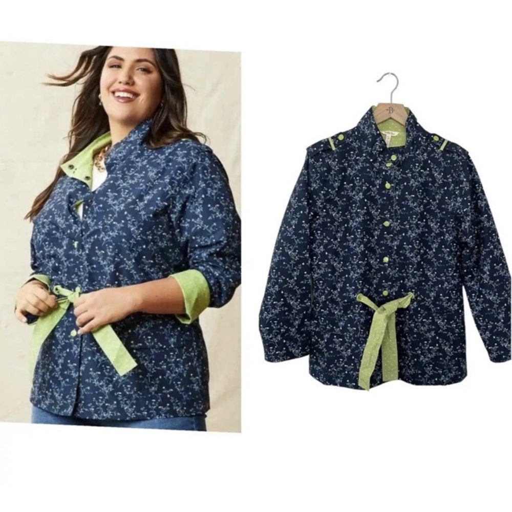 Matilda Jane Womens Brighten the Day Floral Dot Rain Jacket Medium New‎